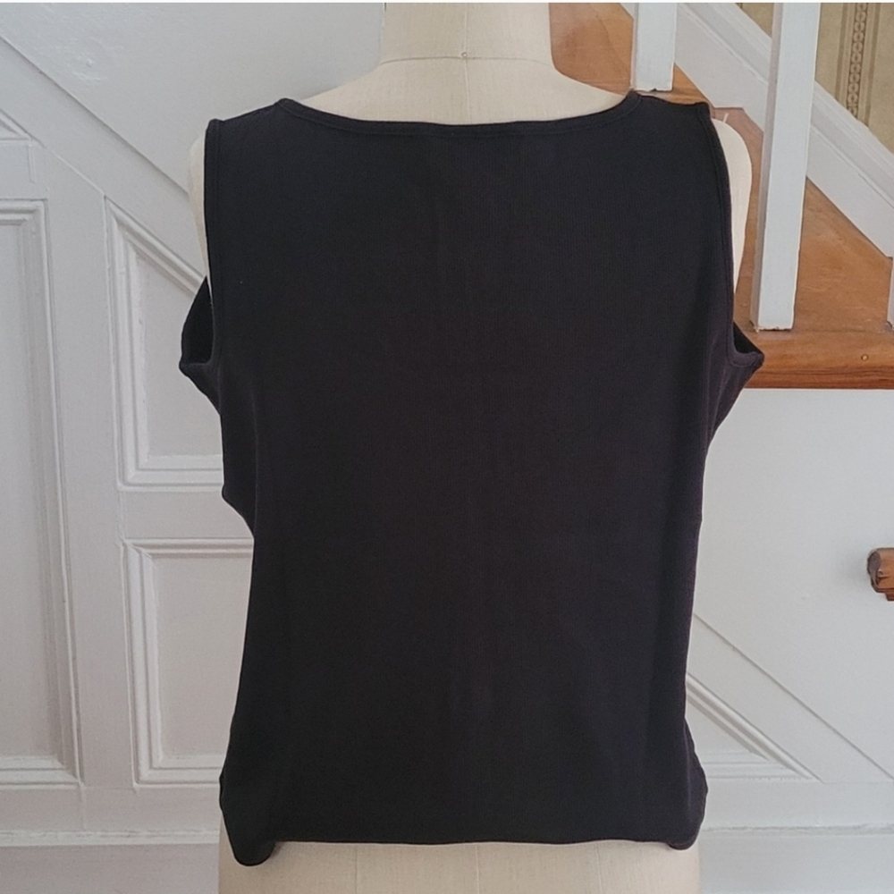 CHARTER CLUB Black Embroided Tank Top Size Large Petite - Picture 2 of 4